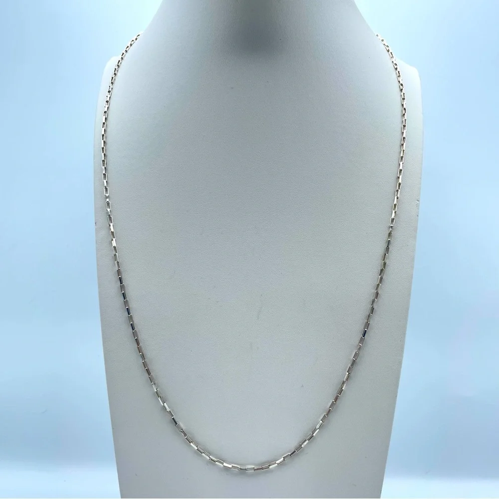 Classic 925 Sterling Silver Rectangular Paperclip Chain Necklace